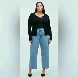 MADEWELL The Emmett Wide-Leg Crop Jean: Welt Pocket Edition in Kieran Wash